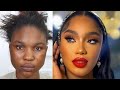 PONY TAIL ⬆️ VIRAL  💣BOMB🔥DARK SKIN  😱MUST WATCH 😳 MAKEUP AND HAIR TRANSFORMATION ❤️