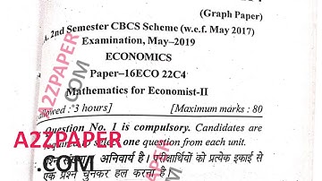 Mdu MA Eco 2nd Sem Mathematics for Economit Question Paper 2019