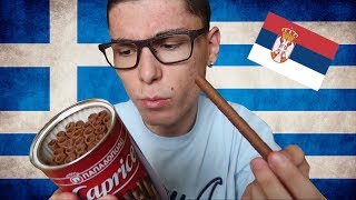 SERBIAN BOY TRYING GREEK SNACKS AND CANDY AGAIN!