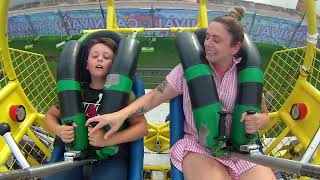 Kid passes out on Sling Shot Ride. More than once.