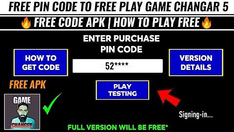 Free Pin Code In Game Changar 5 v4.1 New Update Play Free 💥