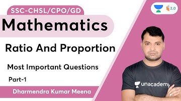 Ratio And Proportion | Part-1 | Maths | SSC-CHSL/CPO/GD | wifistudy 2.0 | Dharmendra Kumar Meena