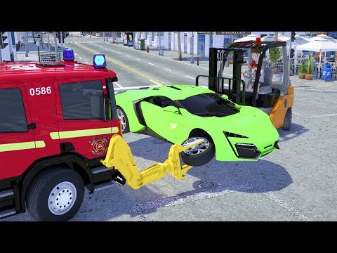 Fire Truck Trank Change Sport Car's Tyre - Wheel City Heroes (WCH) -  Sergeant Lucas the Police Car