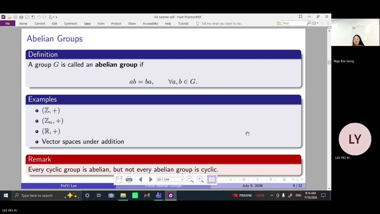 The Classification of Finite Abelian Groups | Graduate Algebra I Presentation |  Lee  Pei Yi 260710