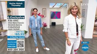 DG2 by Diane Gilman New Classic Stretch Denim Embellishe...