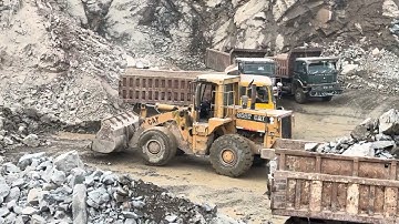 "Dumper & Trolley & Caterpillar loader | Loading Mountain broken. Stone Here 