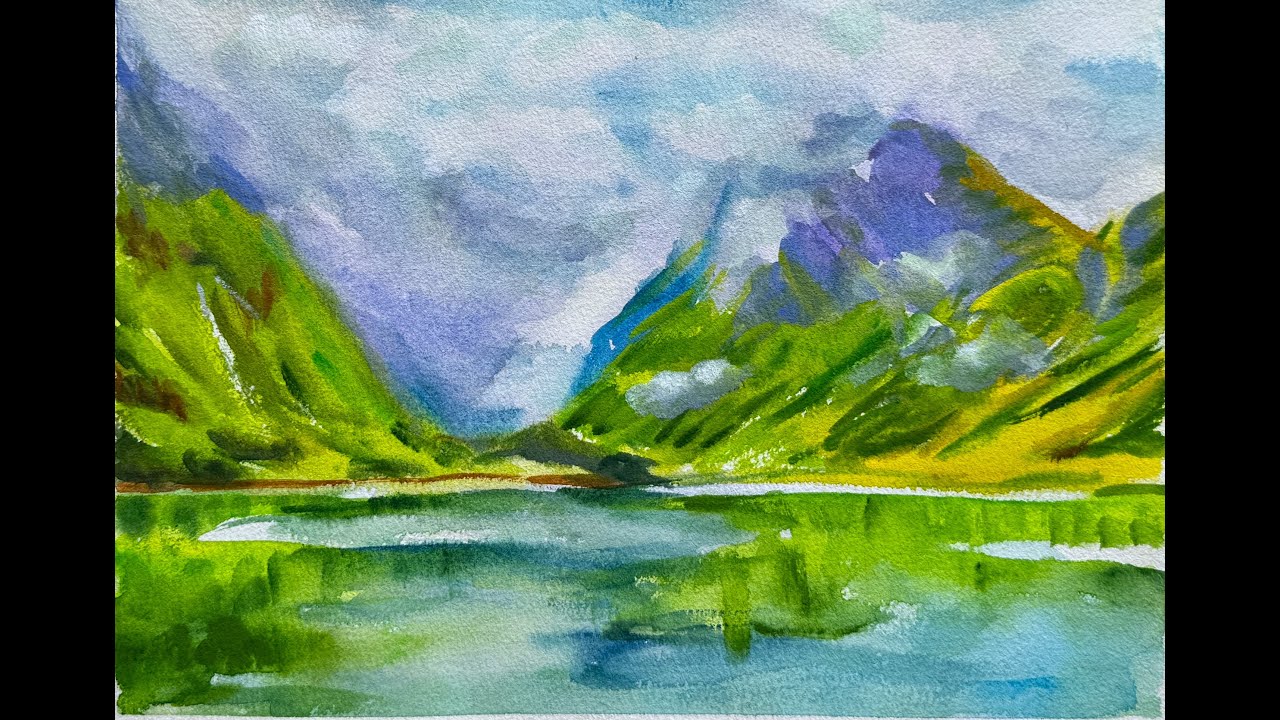 N950 水彩风景Watercolor Landscape 수채화풍경- YouTube