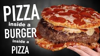 PIZZA INSIDE A BURGER INSIDE A PIZZA