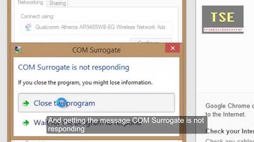 COM Surrogate dllhost.exe is not responding Windows 8.1 / Wi-Fi properties (Not Responding)