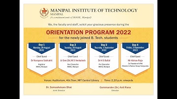 MIT Orientation Program 2022 – Day 2 - 30th August, 2022