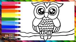 How to Draw an Owl 🦉 Drawing and Coloring a Cute Owl 🦉🌈 Drawings for Kids