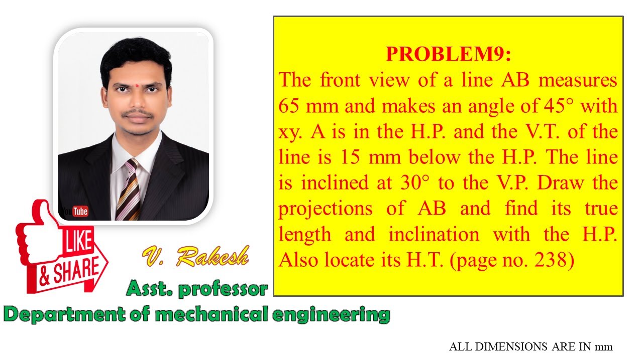 PROBLEM 9 PROJECTIONS OF STRAIGHT LINES 2 SOLUTIONS ENGINEERING Problem 9 Projections Of Straight Lines 2 Solutions Engineering