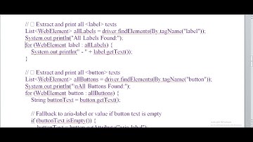 Extract All label and button Texts Dynamically Using Selenium Java
