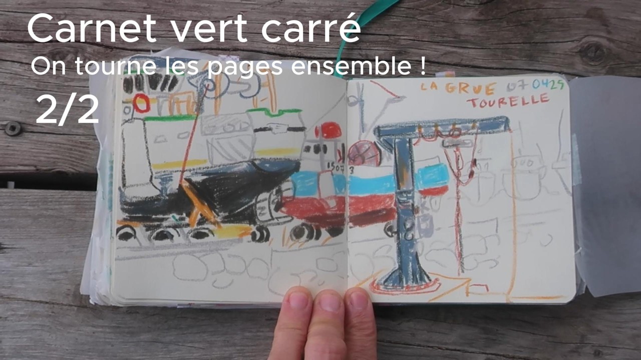 Carnet vert carré 2/2 - On tourne les pages - Sketchbook flip through