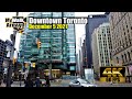 Downtown Toronto walking tour on a gloomy December 5 2021 (4k Toronto video)