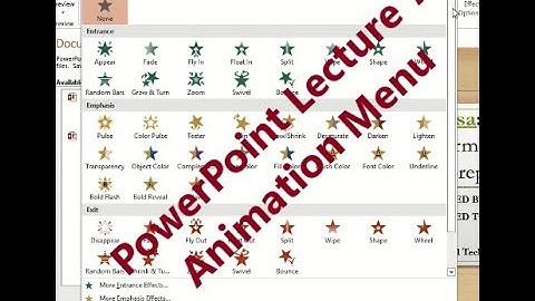 Microsoft PowerPoint Lecture 6 Animation Menu