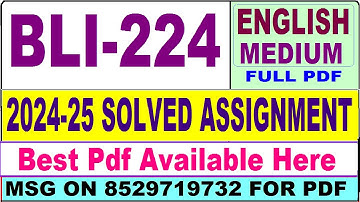 BLI 224 solved assignment 2024-25 || bli 224 solved assignment 2025 in English || ignou bli224 2025