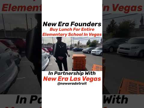 New Era Nation/Detroit Founders pull up to Matt Kelly Elementary school with pizza