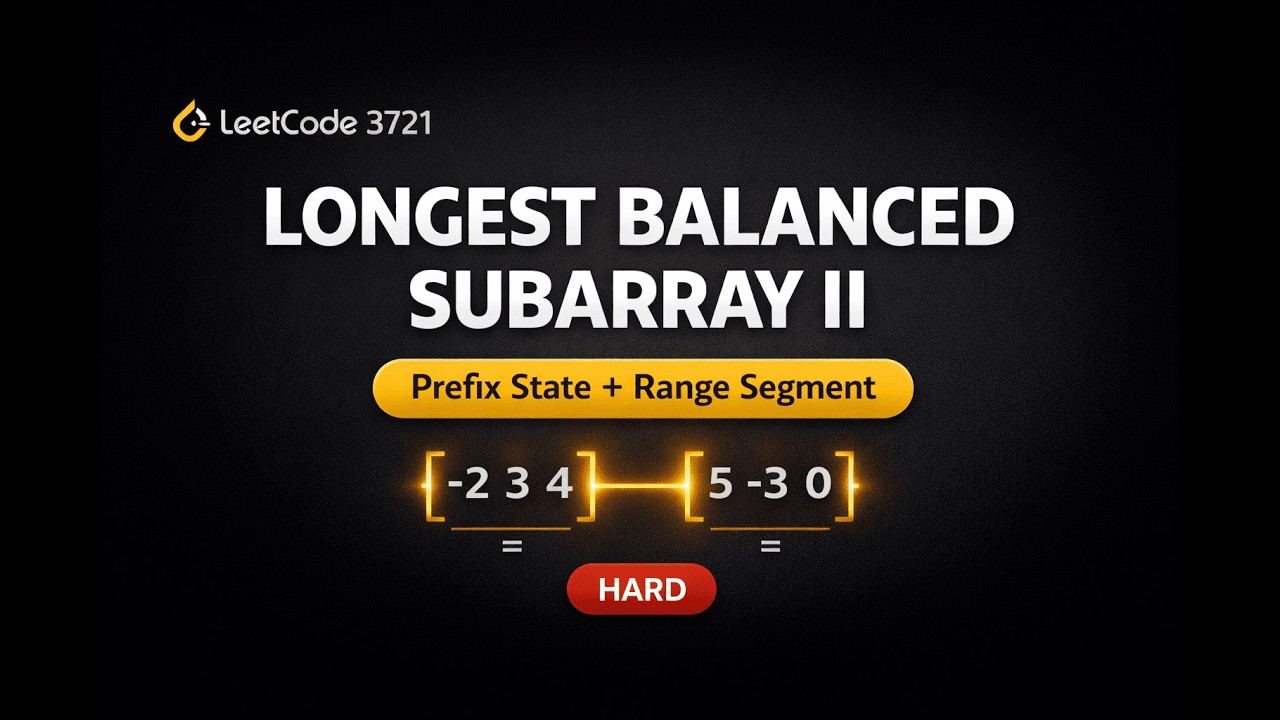 Leetcode 3721 | Longest Balanced Subarray II - YouTube