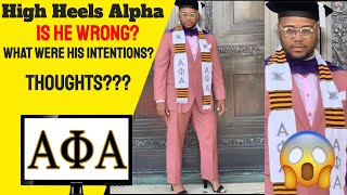 Alpha Phi Alpha Fraternity Member Wears High Heels And Womens Suit In Graduation Photo