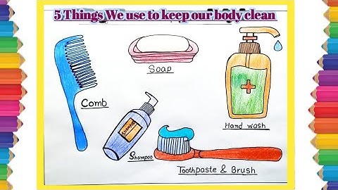 how to draw 5 Things we use to keep our body clean | bathroom essential drawing