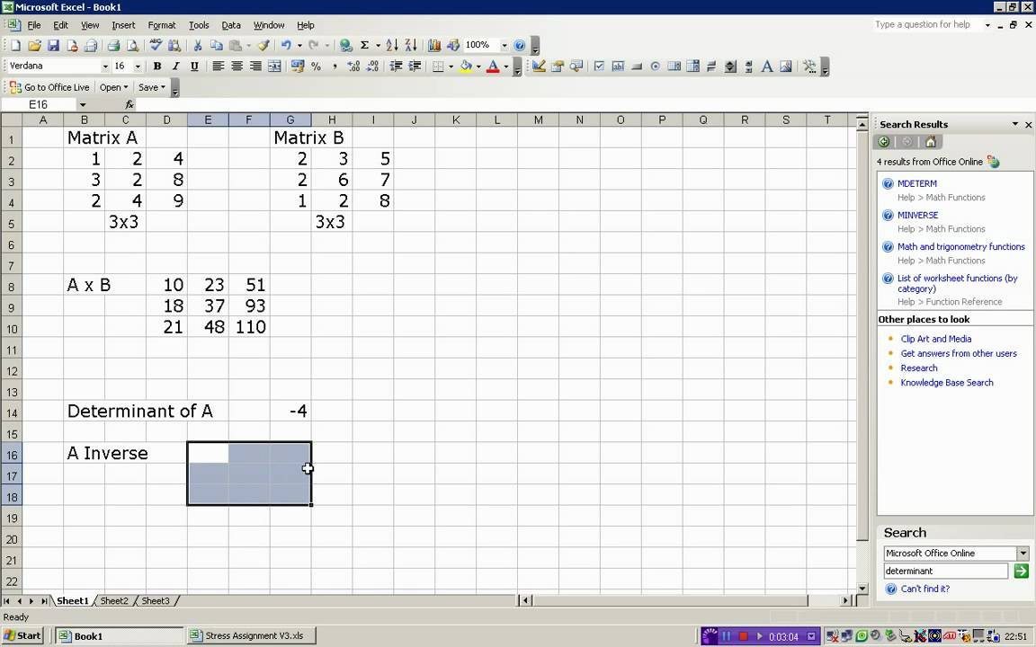 Matrix Multiplication and Inverse in Excel - YouTube