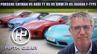 PORSCHE CAYMAN VS AUDI TT RS VS BMW Z4 VS JAGUAR FTYPE  The FULL Challenge | Fifth Gear