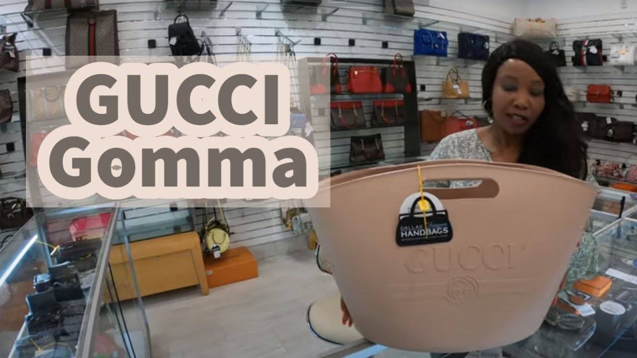 GUCCI Gomma Logo Rubber Tote Bag Pale Pink at Dallas Designer Handbags Frisco TX - YouTube