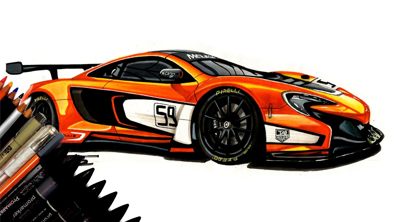 Realistic Car Drawing - McLaren 650S GT3 - Time Lapse - Drawing Ideas ...