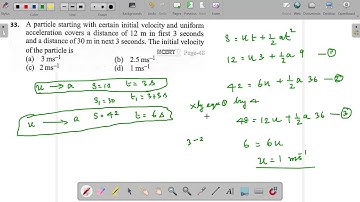 A particle starting with certain initial velocity and uniform acceleration covers a distance of 12 m