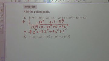 Algebra 2 Class 11/19/20 Chapter 7.1 Exercises 1-4 Adding and Subtracting Polynomials