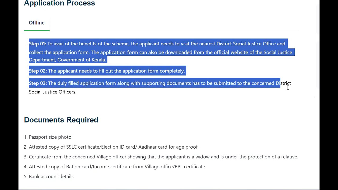 Abhayakiranam Scheme Financial Assistance To Destitute Widows