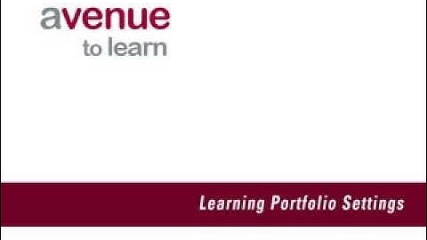 Learning Portfolio Settings