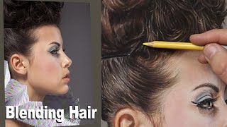 Pastel Portrait Tutorial ~  Blending hair onto face with Pastel Pencils. With real time video.