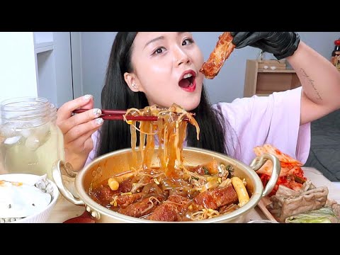 MUKBANG) 양푼 등갈비찜 당면사리 메밀전 곤드레밥 먹방 맛있어서 감격했다ㅠ SPICY PORK <strong>BACK</strong> RIBS <strong>REAL</strong> SOUND EATING