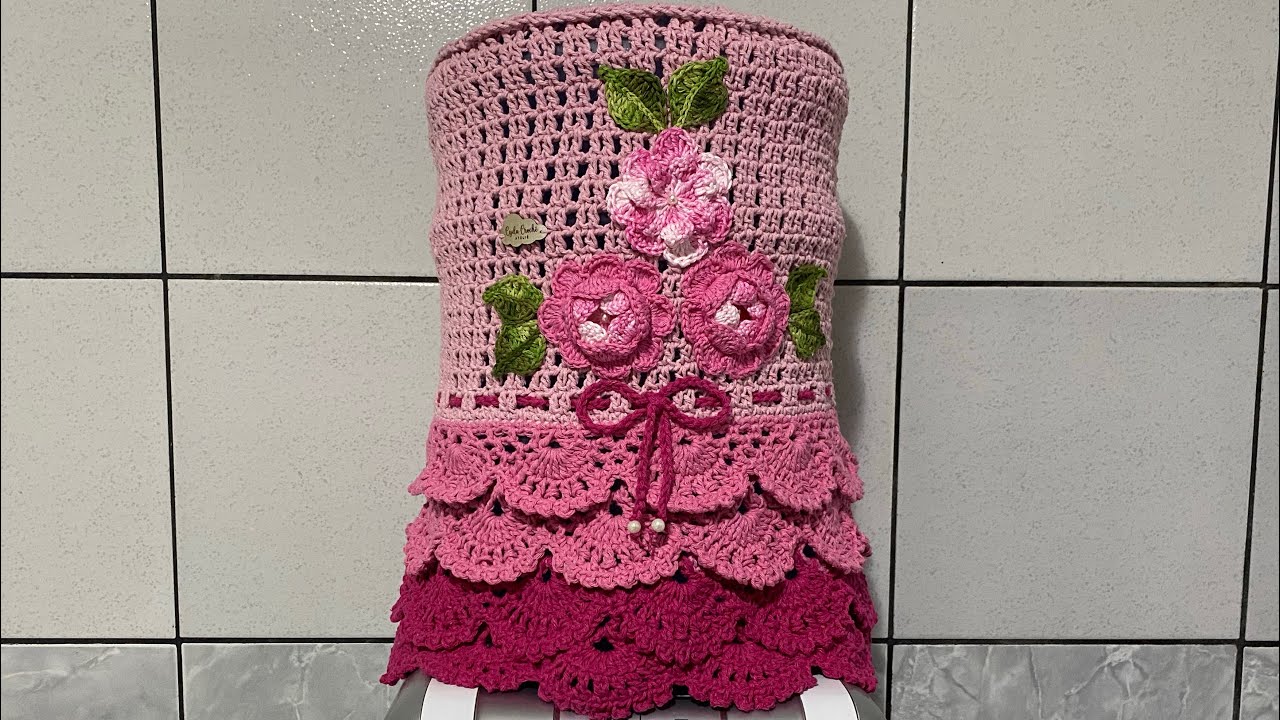 🌟VÍDEO AULA DA CAPA PARA GALÃO DE ÁGUA// LUXO RENDADA 💘 #crochetando
