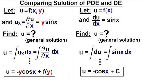Math: Partial Differential Eqn. - Ch.1: Introduction (8 of 42) Comparing Solutions: DE & PDE