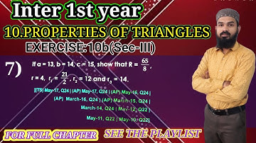 10.Properties of Triangles EX:10b [Sec-III]  (7th PROBLEM) intermediate first year