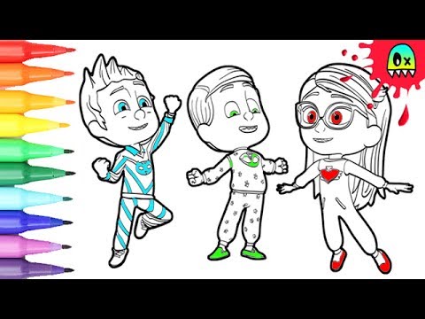 Download Coloring Pages Nickelodeon Pj Mask Catboy Owlette Gekko I Fun Coloring Videos For Kids - YouTube