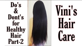 Do's and Don'ts part-2 in தமிழ் | Helps to maintain healthy hair | VINI'S HAIR CARE