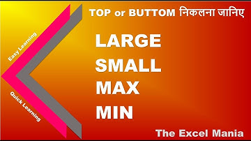 Use Max, Min, Large & Small function in Excel in Hindi | Excel for Beginners | Online Excel Classes