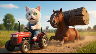 картинка: Мама-кошка подстригает шерсть на ферме и делает дома тигриную шапку для котят🐾🎩🐯