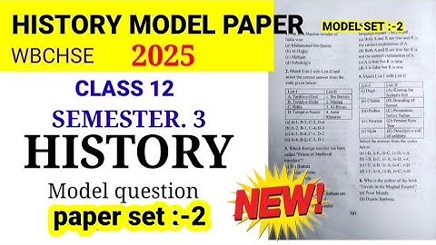 #Class 12 Semester 3: subject:-History Model paper set:-2 wbchse History question answer