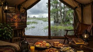Stormy Everglades Escape, luxury camping,jazz music and rainy ambience
