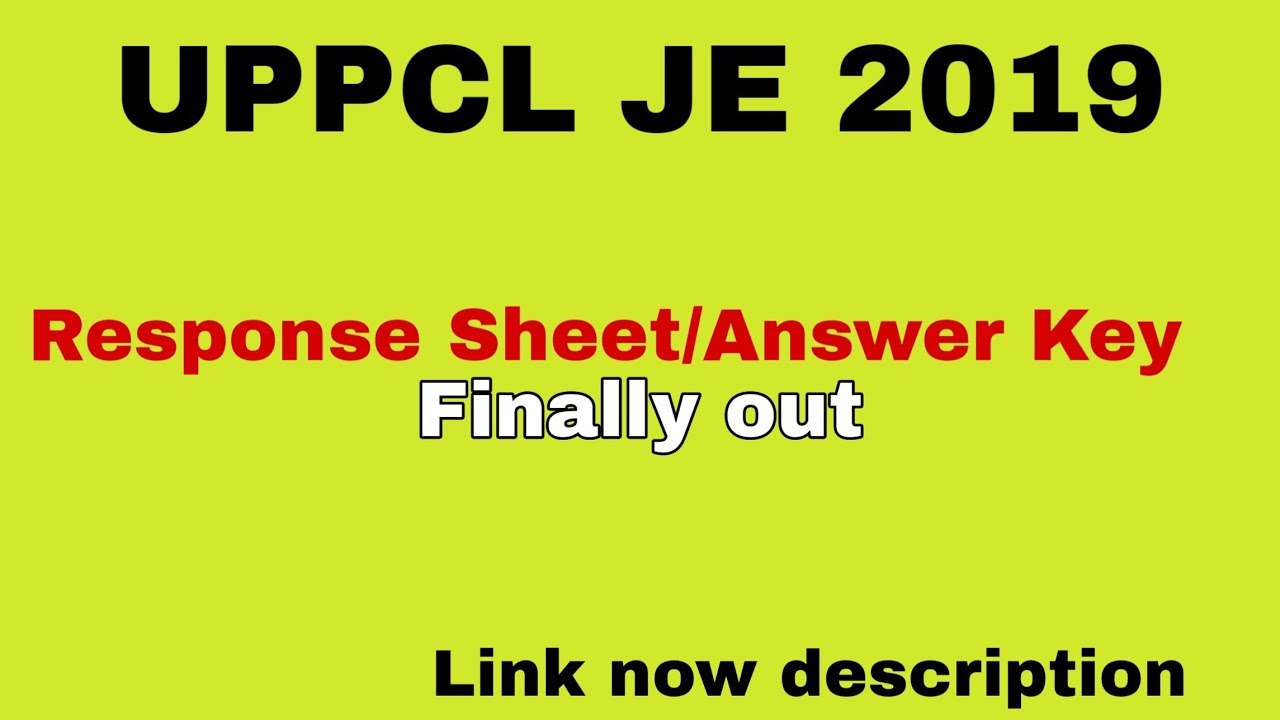 UPPCL JE 2019/Answer Key Out/response sheet download now