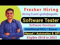 Fresher Hiring Event | Software Testing Jobs Fresher | Manual Test |Automation Testing | QA Vacancy