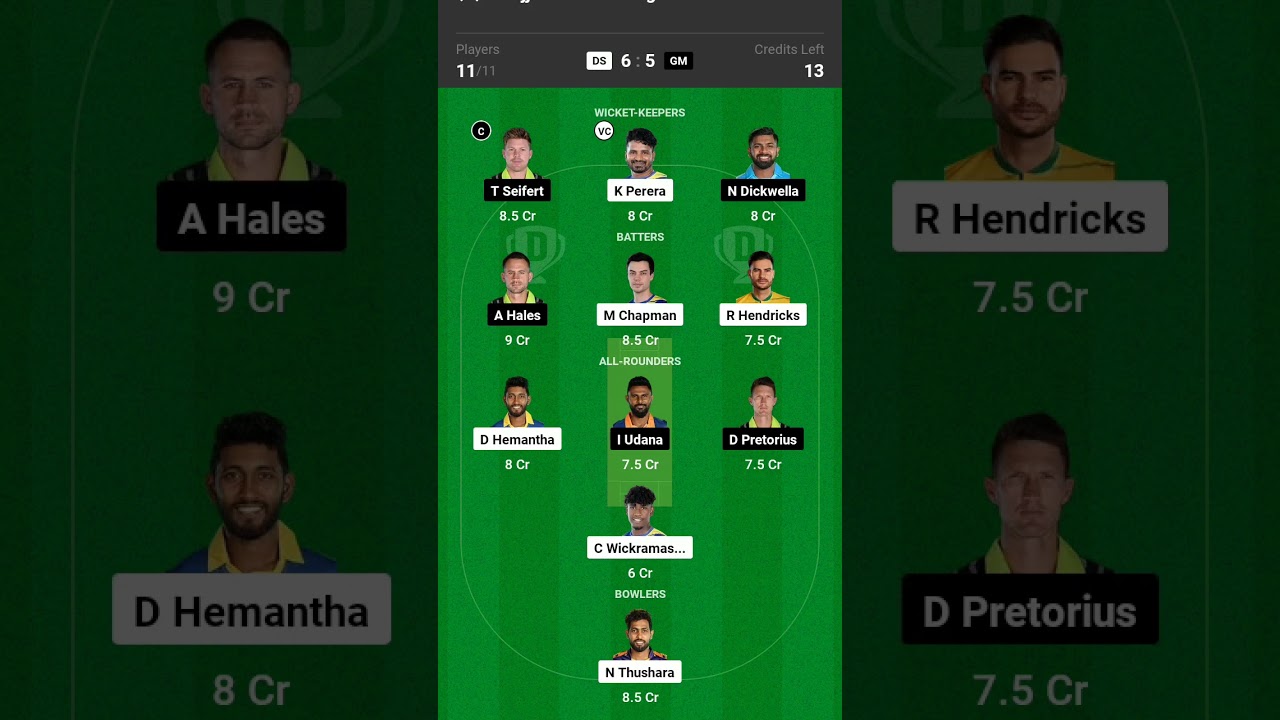 DS vs GM dream 11 team 