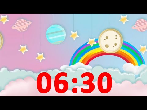 6 Minute 30 Second Timer Rainbow with Music and Alarm ⏰ for Kids Countdown Video