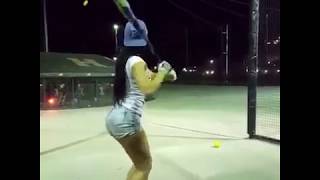 Pretty Girl Playing Baseball