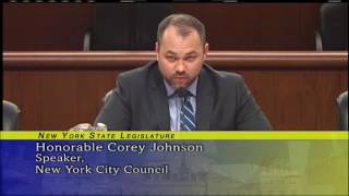 Speaker Corey Johnson Testifies at New York State Legislature Budget Hearing